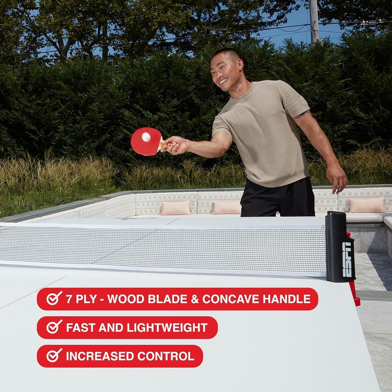 ESPN Ping Pong Set Includes 3 Ping Pong Balls, 2 Paddles, Portable Ping Pong Net and Travel Case, Table Tennis Ideal for Kids Games, Family Games, and Game Night - Image 2